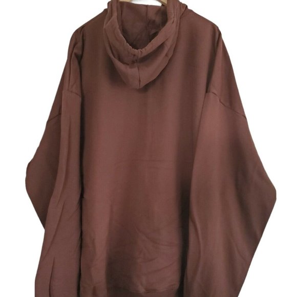 Hooded Sweatshirt Full Zip Pocket Soft Size 4XL Chocolate Brown - Picture 2 of 5
